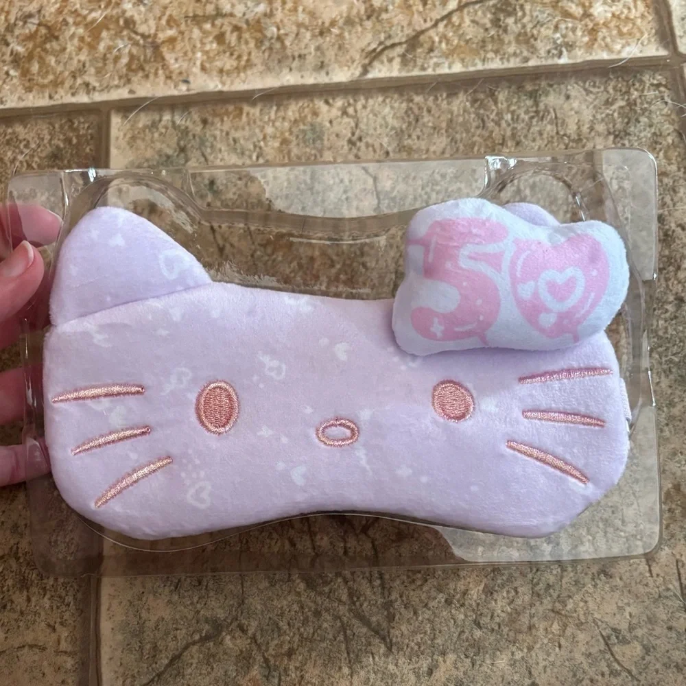 NIB Hello Kitty *Bundle* Plushie sleep mask and passport holder luggage tag set